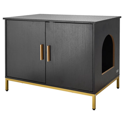 Cat Litter Box Enclosure Cabinet, 70 cm, Metal Legs