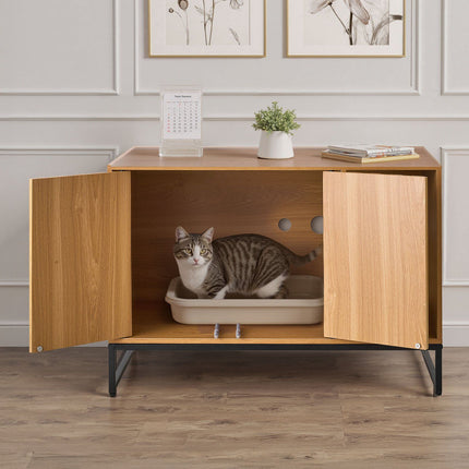 Cat Litter Box Enclosure Cabinet, 80 cm, Scratch Pad