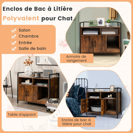 Cat Litter Box Enclosure Cabinet With Storage, Scratcher