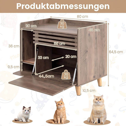 Cat Litter Box Enclosure with Flip Door, Brown Wood