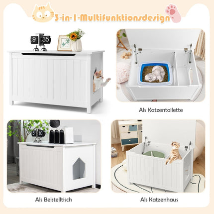 Cat Litter Box Enclosure with Top Entry, Adjustable Divider