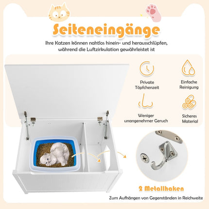 Cat Litter Box Enclosure with Top Entry, Adjustable Divider