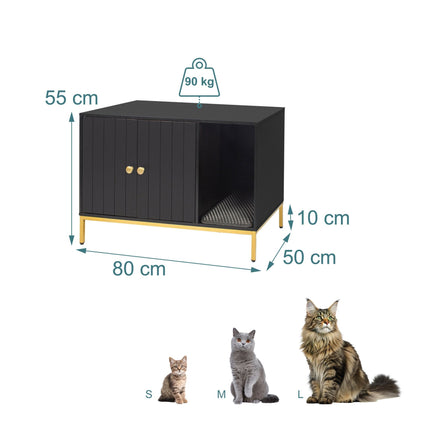 Cat Litter Cabinet, Wood-Effect, Metal Frame, 2-Door