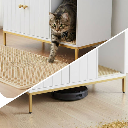 Cat Litter Cabinet – Wood-Effect, Metal Frame, 2-Door Design