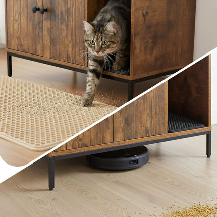 Cat Litter Cabinet – Wood-Effect, Metal Frame, 2-Door Design