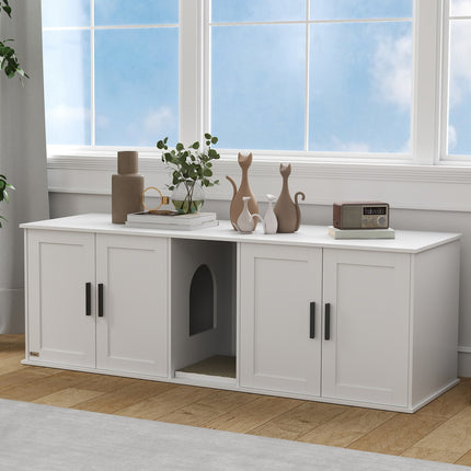 Cat Litter Cabinet with Door, White, 145 x 49 x 51 cm