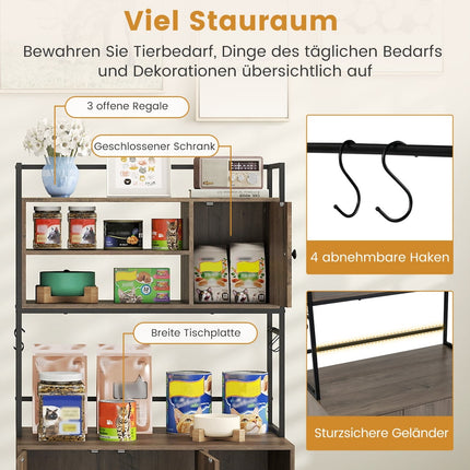 Cat Litter Cabinet with Shelves & Scratch Pad, Gray