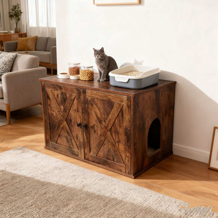 Cat Litter Cabinet with Side Entrance and Divider