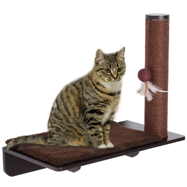 Cat Lounger with scratching post and plush cushion, 55x30x50cm