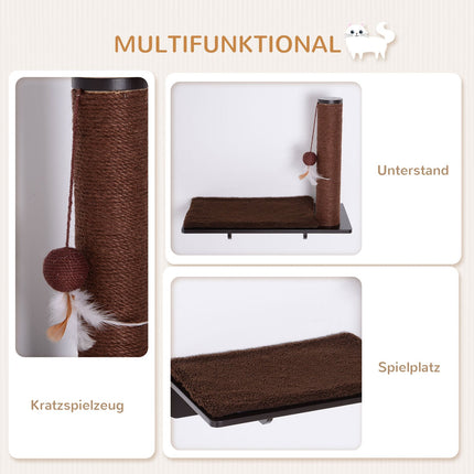 Cat Lounger with scratching post and plush cushion, 55x30x50cm