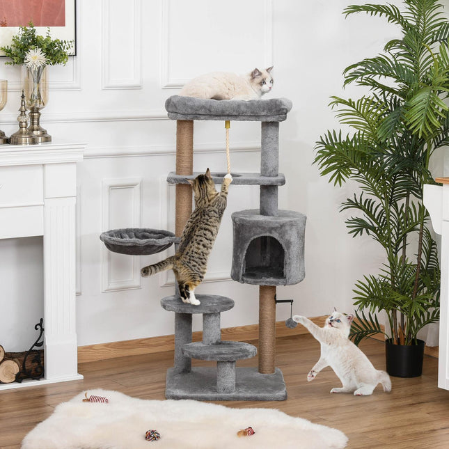 Cat scratching post with cave and basket, holds up to 5 kg