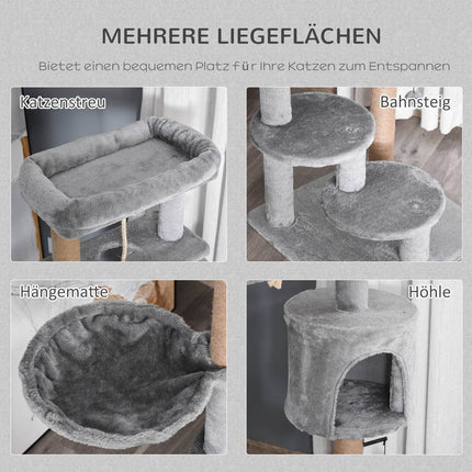 Cat scratching post with cave and basket, holds up to 5 kg