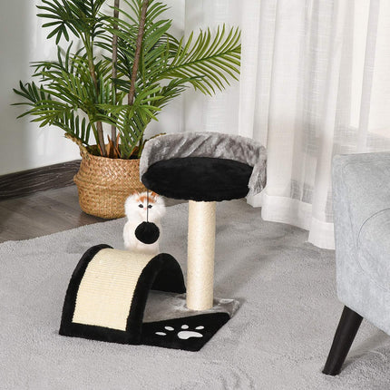 Cat scratching post with sisal, play balls, black, 35.5x37x46 cm