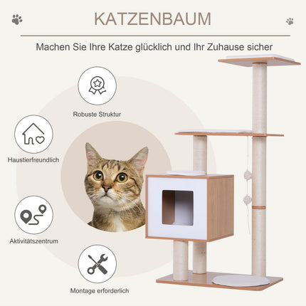 Cat scratching tree with sisal and toy, 71.5x49.5x120 cm
