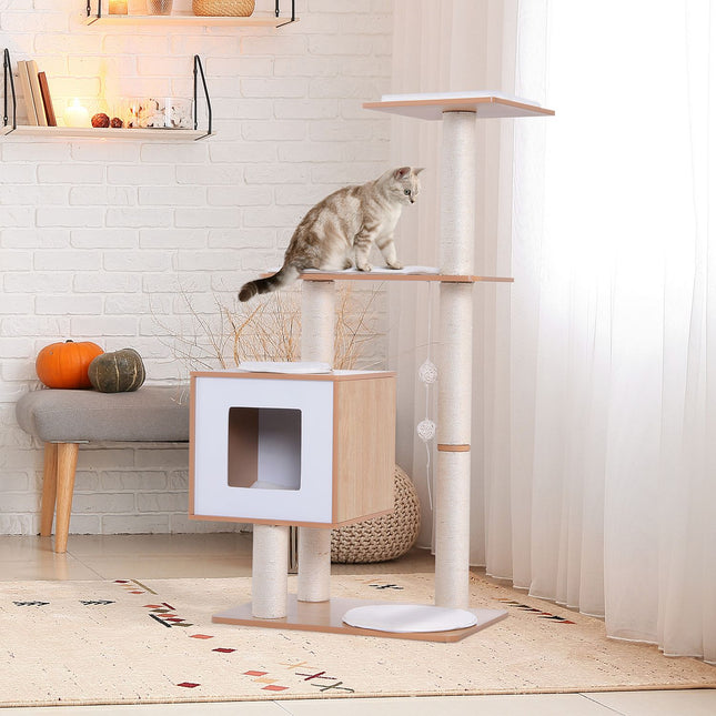 Cat scratching tree with sisal and toy, 71.5x49.5x120 cm