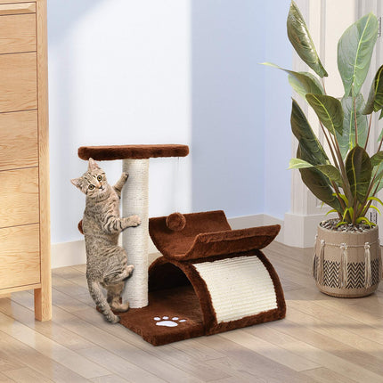 Cat scratching post with play ball, brown, 40x30x43 cm