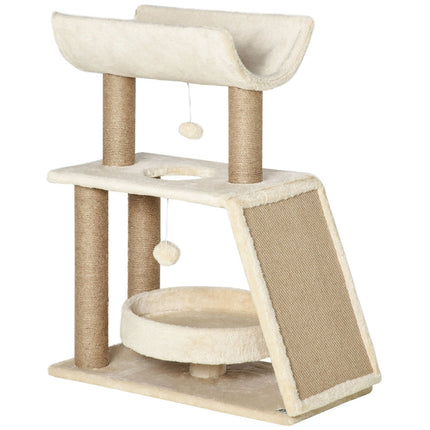 Small cat scratching post with bed and play ball - 76 cm