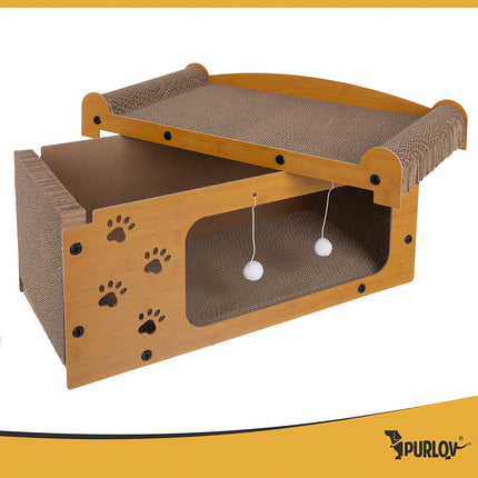 Cat Scratching Post with 2 Levels, Eco-Friendly HDF