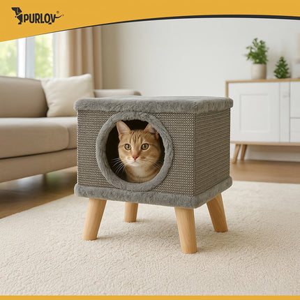 Cat Scratching Post with Bed, Sisal, Stable Legs