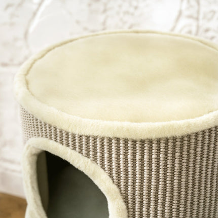 Cat Scratching Tower, 49cm, 2-Level, Plush Edge, Khaki