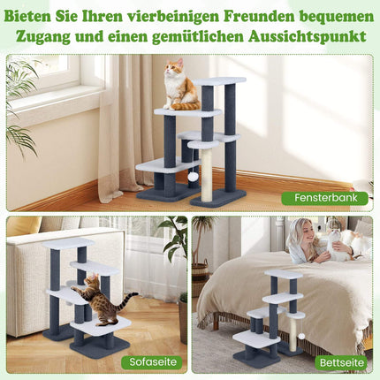 Cat Tower with Sisal Post & 4 Platforms, Grey