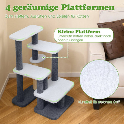 Cat Tower with Sisal Post & 4 Platforms, Grey
