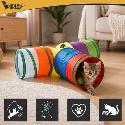 Cat Toy Set with Tunnel, Rod, Balls & Mice – 24 pcs