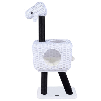 Cat Tree 110 cm, Rattan Condo, Sisal Scratching Posts