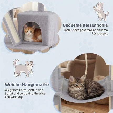 Cat Tree 158cm with Hammock and Scratching Posts