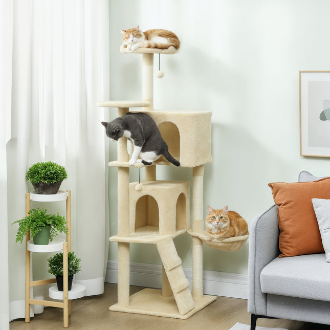 Cat Tree 160 cm with Hammock, Ladder, Cave, Sisal Posts