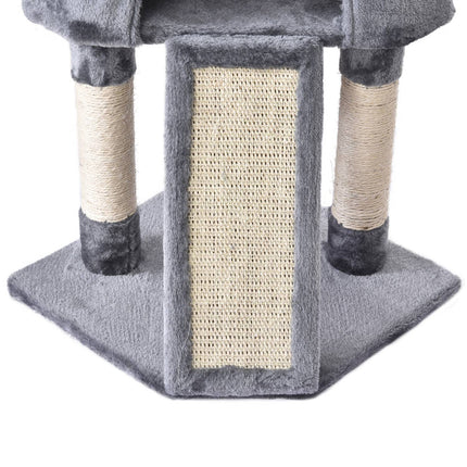 Cat tree with cat cave & sisal scratching posts, gray