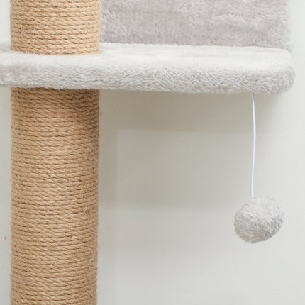 Cat Tree, 5-Level, Sisal Posts, Plush Fabric, Light Gray