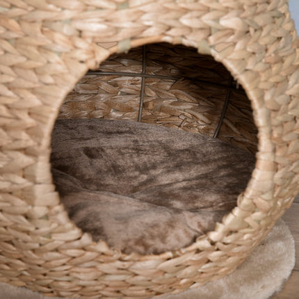 Cat tree with sisal scratching post and cave - yellow, 82.5 cm