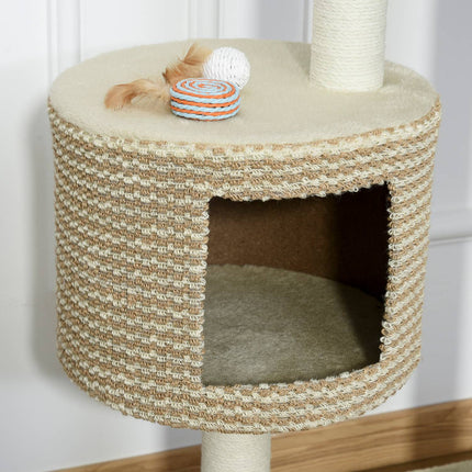 Cat tree with display platforms, beige/coffee, 61X41X96Cm