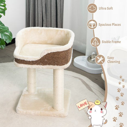 Cat Tree Tower With Top Perch, Sisal Posts, Beige