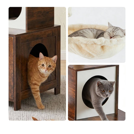 Cat Tree With Litter Cabinet, 150 cm, Sisal Posts
