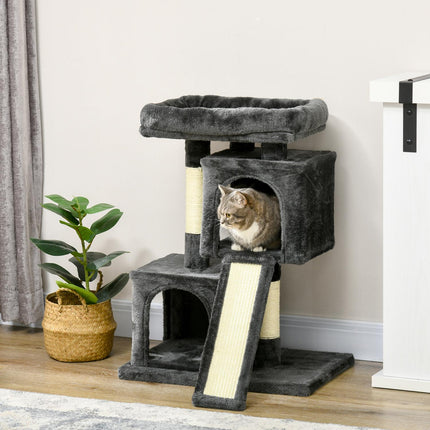 Cat tree with sisal posts, dark grey, 59 x 39 x 83 cm