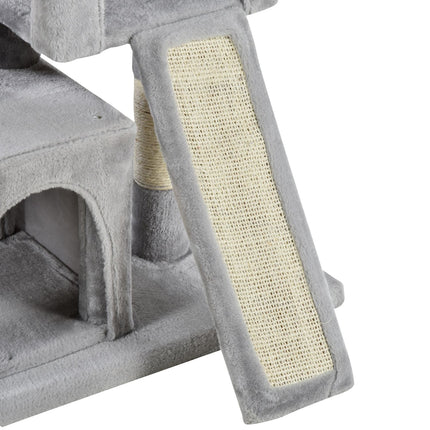 Light gray cat tree with sisal poles, 59x39x83 cm