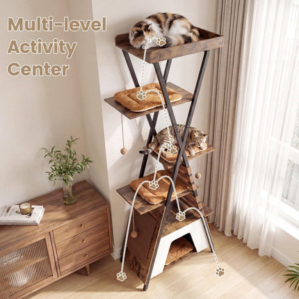 Cat Tree for Indoor Cats, 185 cm, Condo and Perch