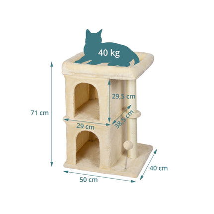 Cat Tree with 2 Caves & Bed, Beige, 71 cm