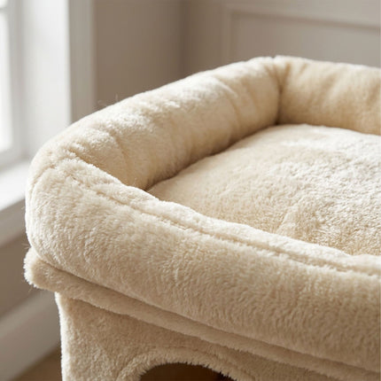 Cat Tree with 2 Caves & Bed, Beige, 71 cm