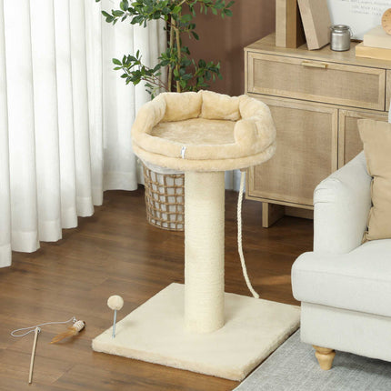 Cat Tree with Bed and Toys, 55x55x83 cm, Beige