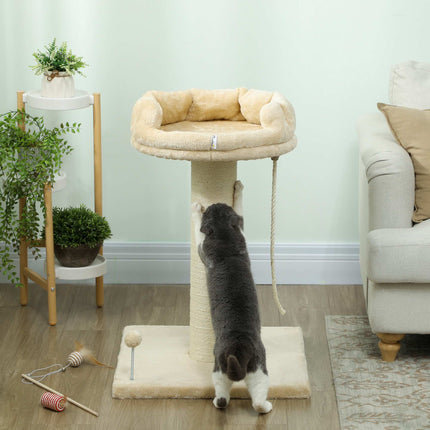 Cat Tree with Bed and Toys, 55x55x83 cm, Beige
