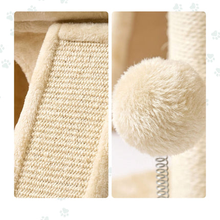 Cat Tree with Cave & Bed, Beige – Sisal & Plush