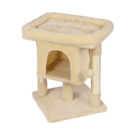 Cat Tree with Cave & Platform, Beige, 60 cm