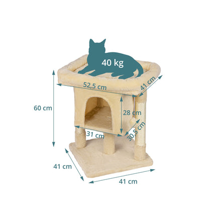 Cat Tree with Cave & Platform, Beige, 60 cm