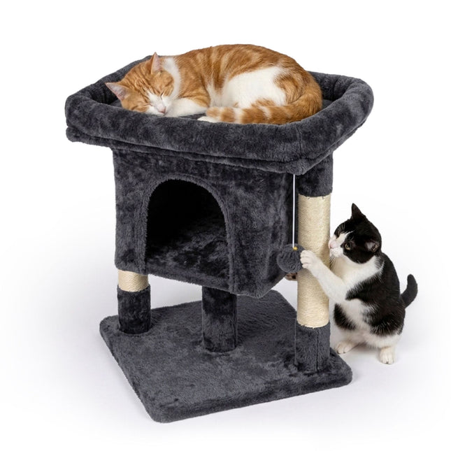 Krabpaal met grot en platform, donkergrijs, 60 cm hoog
