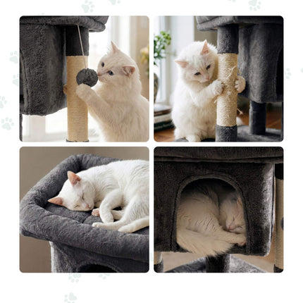 Cat Tree with Cave & Platform, Dark Gray, 60 cm High