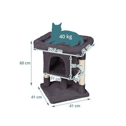 Cat Tree with Cave & Platform, Dark Gray, 60 cm High