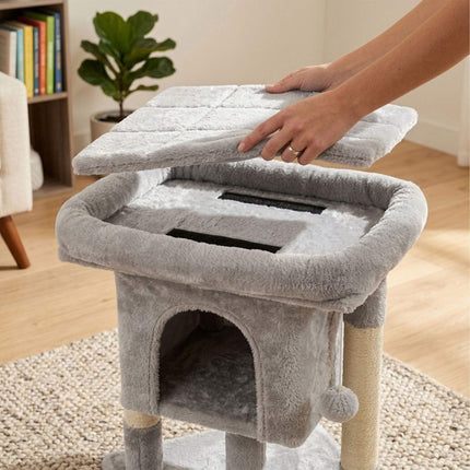 Cat Tree with Cave & Platform, Light Grey, 60cm